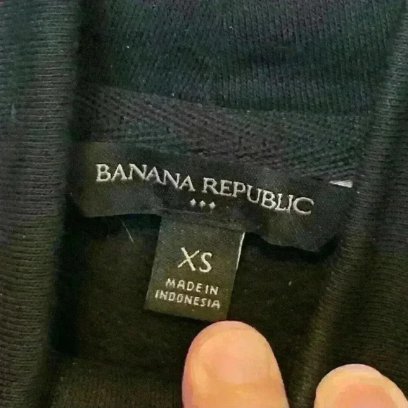 Banana Republic Womens XS Black Mock Neck Cotton Pullover Sweatshirt SIDE ZIPS - Picture 4 of 4